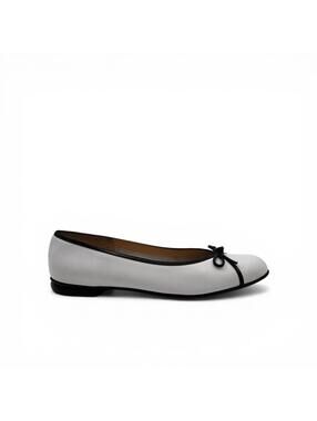 Salvatore Ferragamo White Black Leather Ballet Flats Size9.5